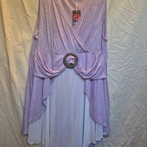 NWT Rosegal Lavender &  White Center Loop Tunic Top Dress Shirt L XL